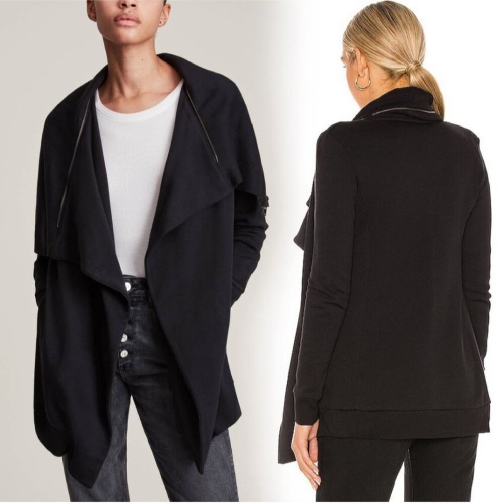 All Saints Black Dahlia Draped Sweatshirt- M